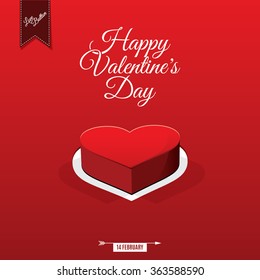 Happy Valentine's day card and love button, vector background