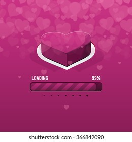 Happy Valentine's day card and love button and loading Valentine's day, vector background
