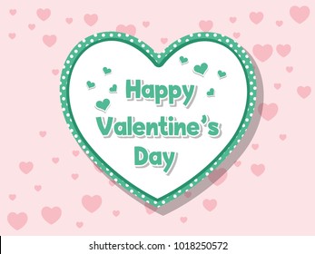 Happy Valentines day card with lovely congratulation and heart on cute Color background. Holiday decoration element. Vector illustration. Love and heart