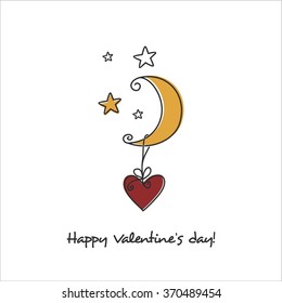 Happy Valentines day card with  night and heart