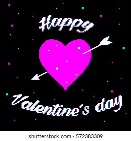 Happy Valentine's day card in the old PC style on black background