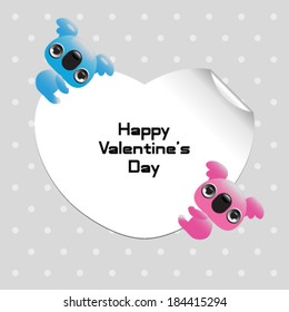 The happy valentines day card - for older and younger - illustration for the children 