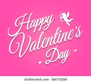 Happy Valentine's day card on background pink color. Vector illustration