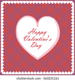Happy Valentine's day card on a red, purple  background