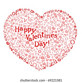 Happy valentine`s day card on white