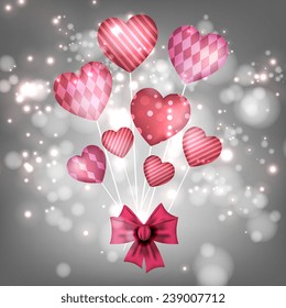 Happy Valentine's Day card with ornaments, hearts . All you need is love. Love will not wait.