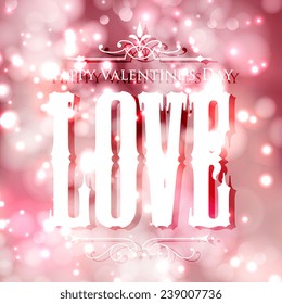 Happy Valentine's Day card with ornaments, hearts . All you need is love. Love will not wait.