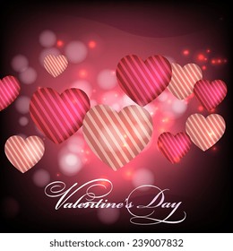 Happy Valentine's Day card with ornaments, hearts . All you need is love. Love will not wait.