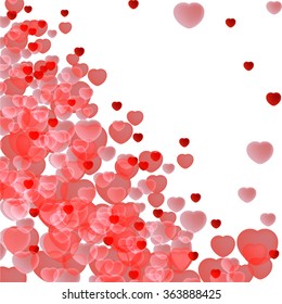 Happy Valentine's Day card with ornaments, hearts.