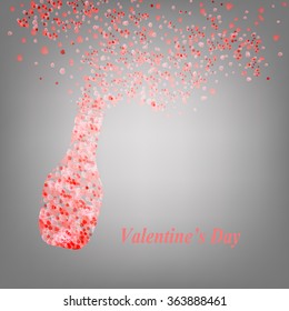 Happy Valentine's Day card with ornaments, hearts.