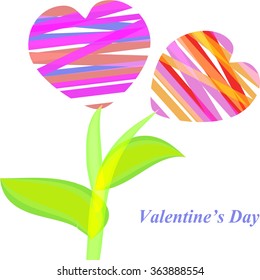 Happy Valentine's Day card with ornaments, hearts.