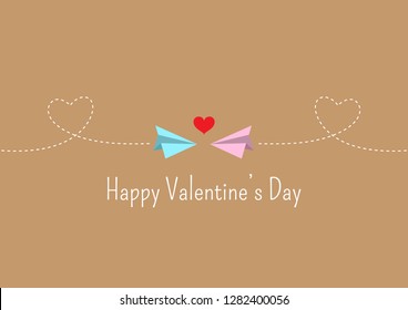 Happy valentines day card with paper cut and copy space. Vector illustration