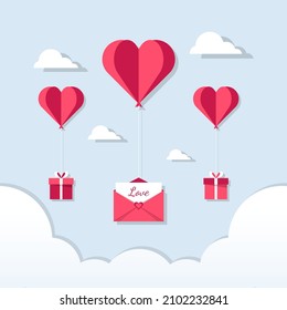 Happy Valentine's Day Card in Paper Cut Style