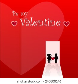 Happy Valentines Day card, papercraft vector illustration