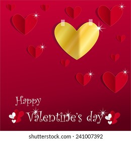 Happy Valentines Day card, papercraft vector illustration