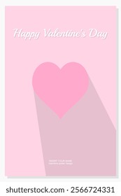 Happy Valentines Day Card with Pink Heart on Pink Background