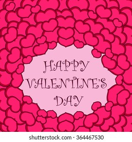 "Happy Valentine's Day" card with pink hearts