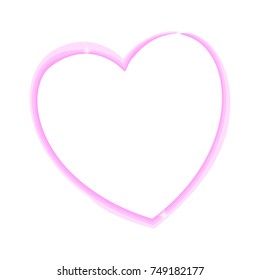 Happy Valentines Day card. Pink heart isolated on white background. Heart Love background for poster, sign, invitation. Vector illustration.