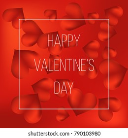 Happy valentines day card with pink hearts. Vector Illustration