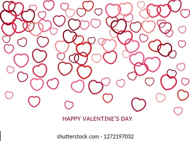 Happy Valentine's Day card with random heart on white background.