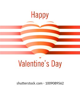 
Happy Valentine's Day card with red lines in the form of a heart. Vector 10 eps