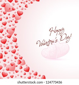 Happy Valentines Day Card with Red Hearts