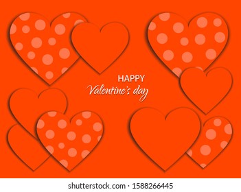 Happy Valentines day card with red cut paper hearts on white background.Vector illustration for party invitation flyer, sale banners, greeting postcard, save the date templates. vector