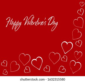 Happy valentines day card with red background and heart