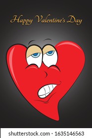 Happy Valentine's Day card with red heart with big eyes for you. 