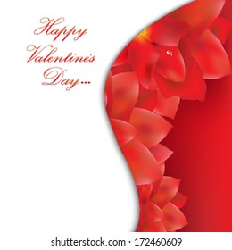 Happy Valentines Day Card With Red Flowers, With Gradient Mesh, Vector Illustration