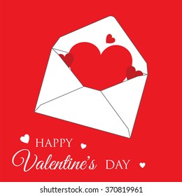 Happy Valentines day card with red background