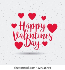 happy valentines day card with red hearts icons. colorful design. vector illustration