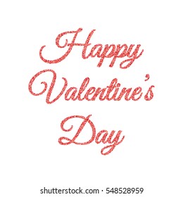 Happy Valentines day card with red text. Text Happy Valentine's Day with effect of confetti from red hearts.