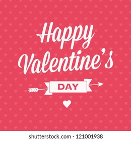 Happy Valentines day card with ribbon and background pattern seamless heart