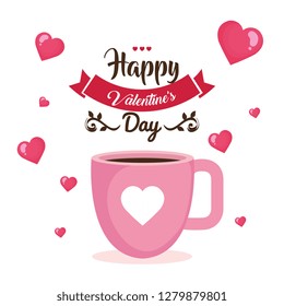 happy valentines day card with ribbon