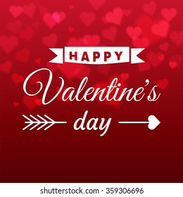 Happy Valentines day card with ribbon and background pattern heart