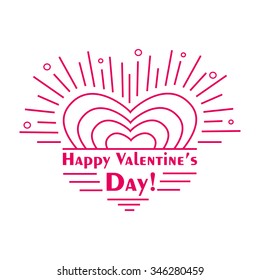 Happy valentines day card. Romantic vector illustration for event design, party poster, postcard or invitation in flat style