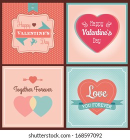Happy Valentine's Day Card Set - Typographical Background. Vector Illustrator. Calligraphic Greeting with Cupid and Heart