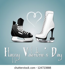 happy valentine's day card skates