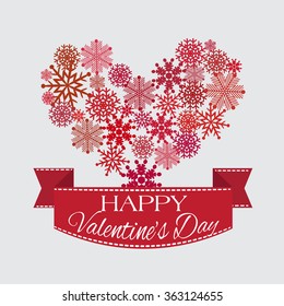 Happy Valentine's Day card with  snowflakes