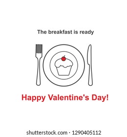 Happy Valentine's day card. Sweet breakfast