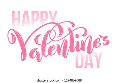 Happy Valentines Day card. Template poster with handdrawn lettering. Vector illustration