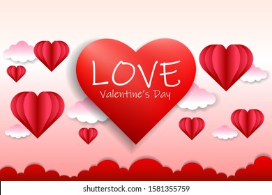Happy valentine's day card template with heart shaped  / illustration - Vector