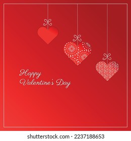 Happy Valentine's Day card template. Red social media post contains hand drawn valentine hearts.