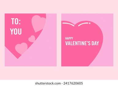 Happy Valentine's Day card template provides social media post templates. Pink design. Vector illustration