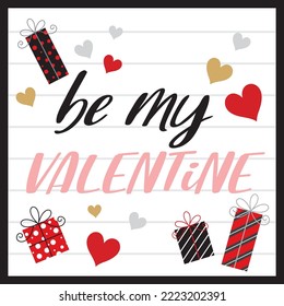 Happy valentine's day card with text and gifts