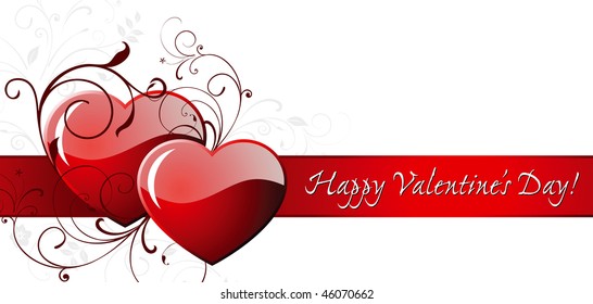 Happy Valentine's day card with two hearts.