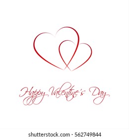 Happy Valentines day card with two heart, Be my Valentine background, vector illustration