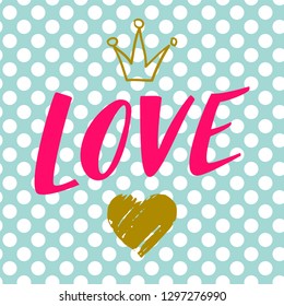 Happy Valentines Day card, typography. Happy Valentine's day lettering on a blue background . Hand inscription Love