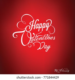 Happy Valentines Day card, typography poster with modern calligraphy. Retro vintage style. Vector Illustration